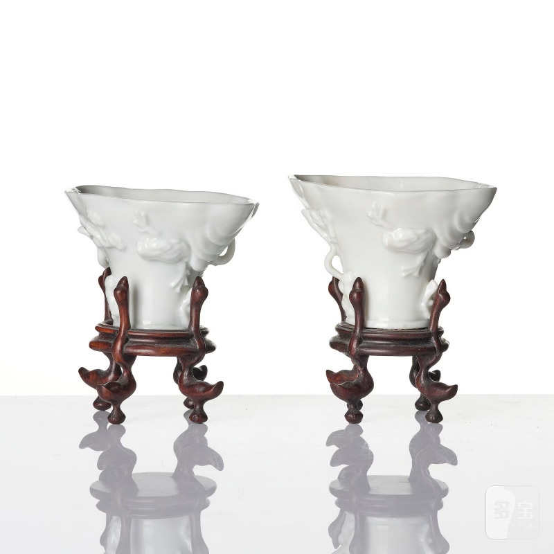 Two blanc de chine rhinoceros libation cups, - 图2